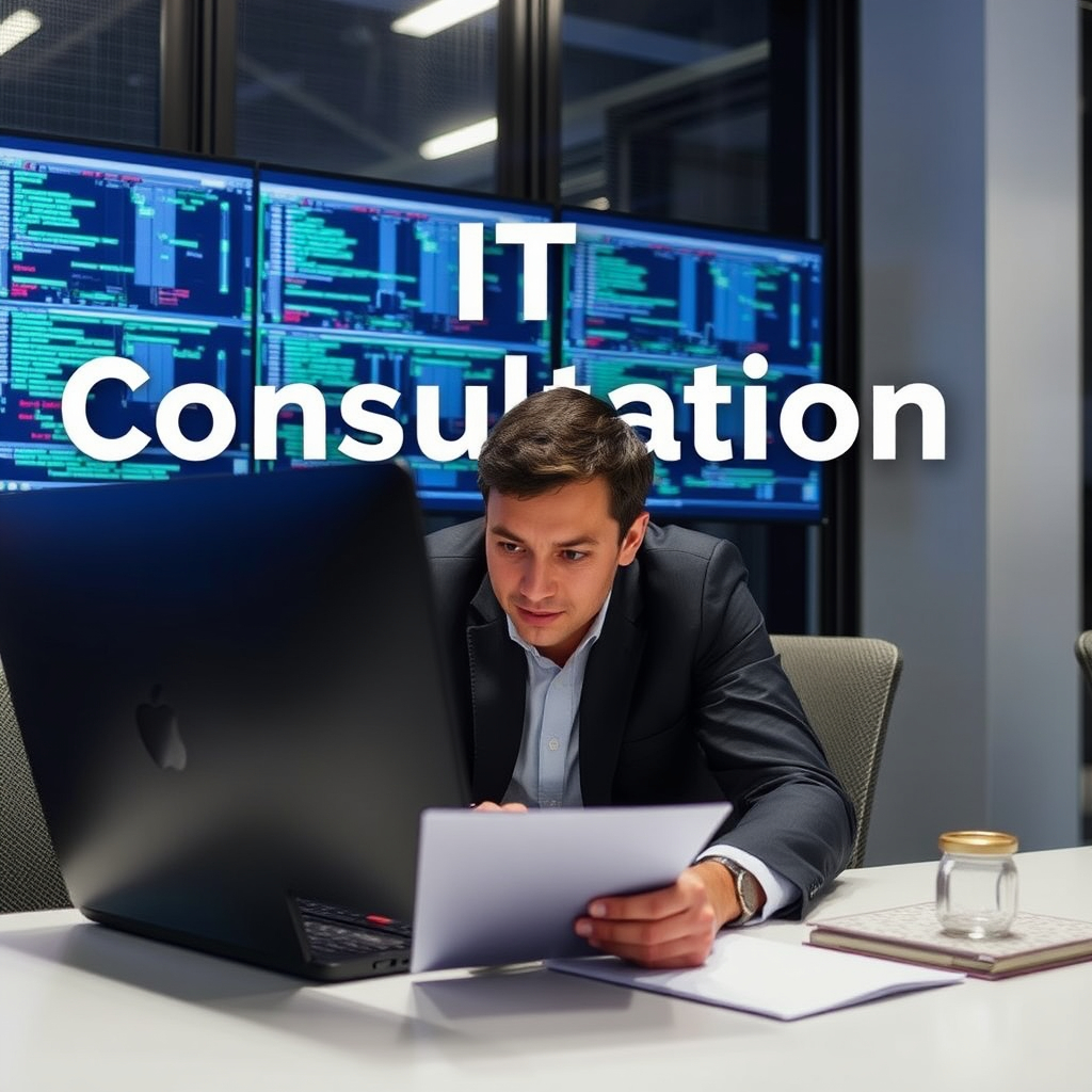 The man is checking his laptop. He is a Managed IT services in sacramento consultant