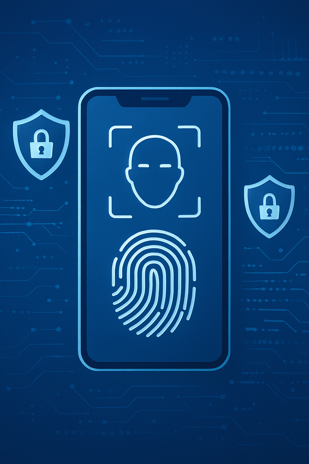 Passwordless security authentication methods including biometric fingerprint and facial recognition technology